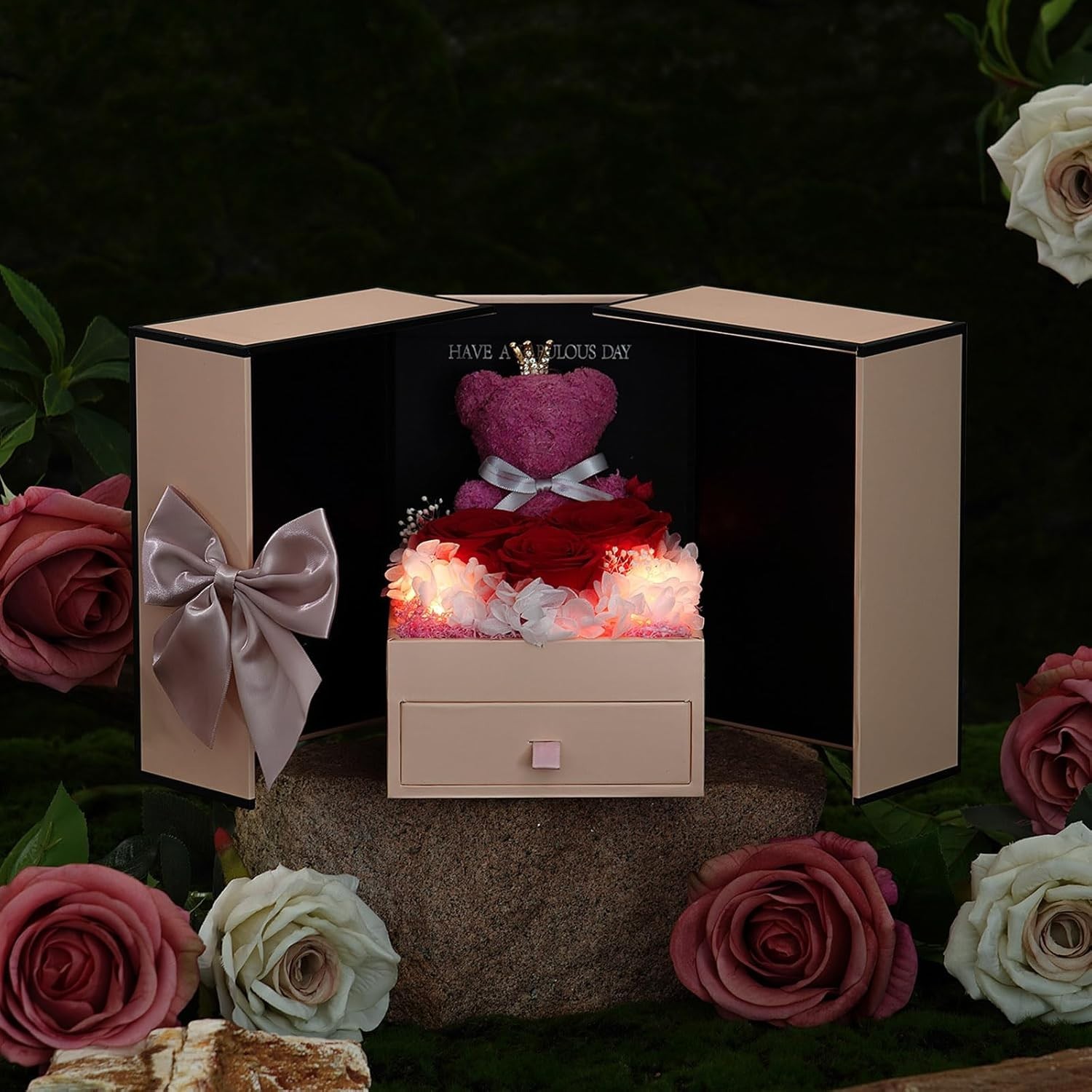 Eternal Preserved Rose Gift with I Love You Necklace – Timeless Elegance for Her