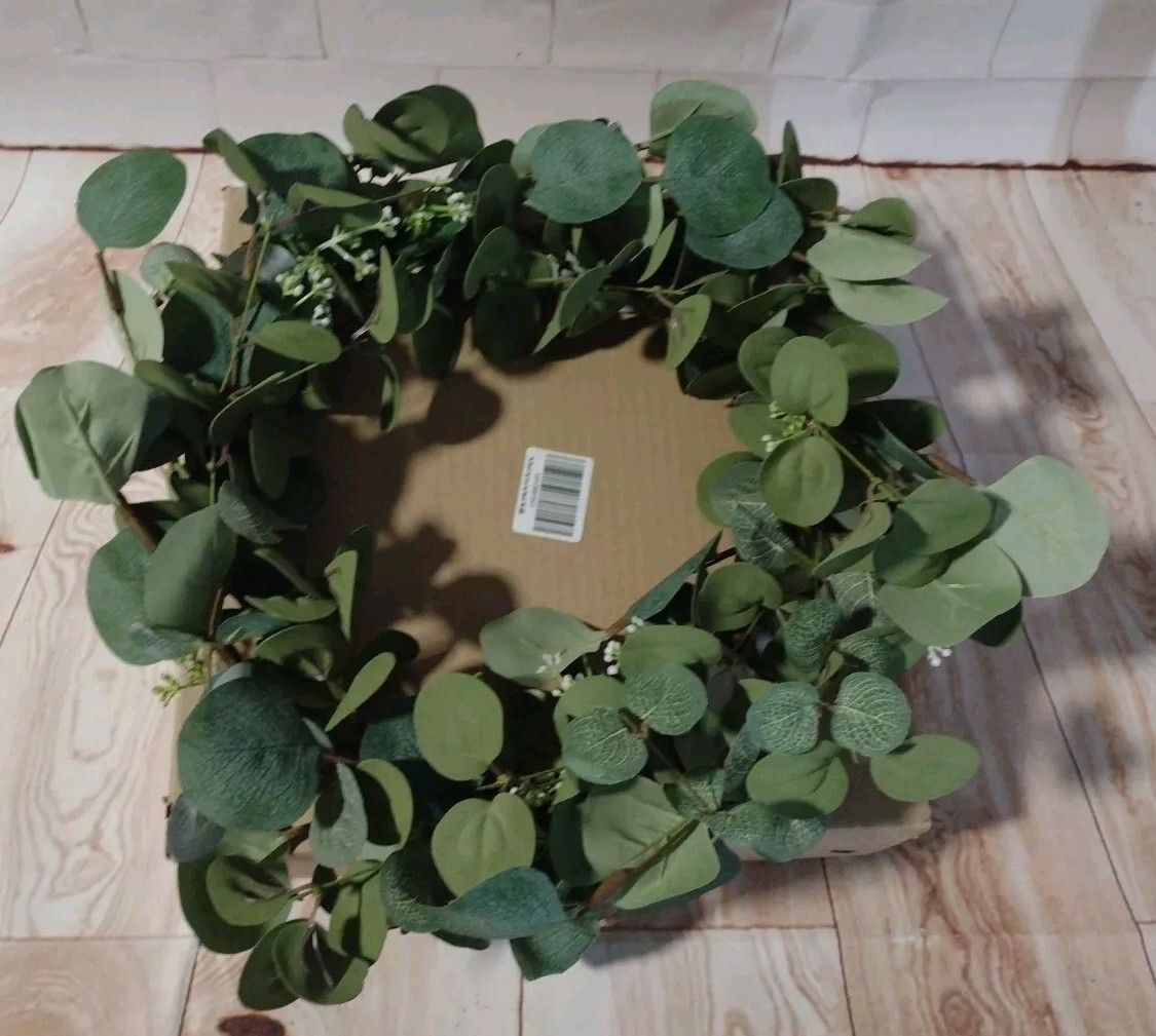 Wreath Ring 16″ Green Eucalyptus Wreath. Wedding , Home, Realistic Foliage Decor