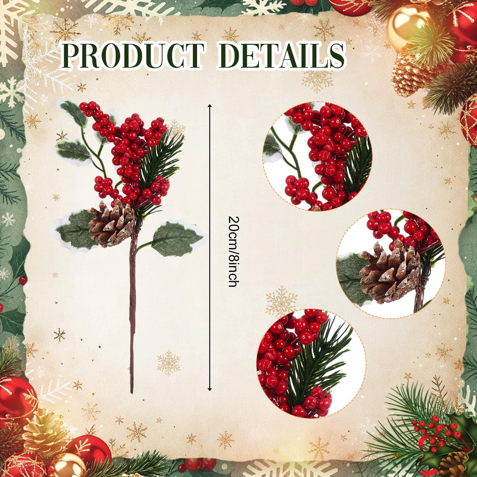 48 Pack Artificial Christmas Tree Picks Include 24 Christmas Tree Cuttings wi…