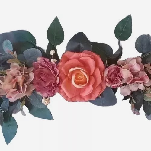 Orange Rose & Hydrangea 24″ Wall Door Silk Flower Arrangement Home Decor ES096