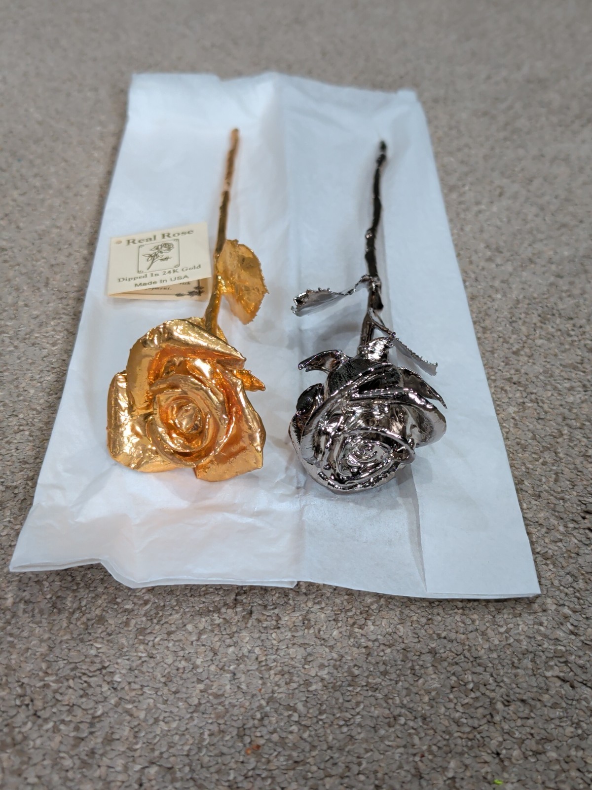 Forever Roses 24k Gold & Platinum Dipped-Elegant Roses Set of 2 Vintage USA