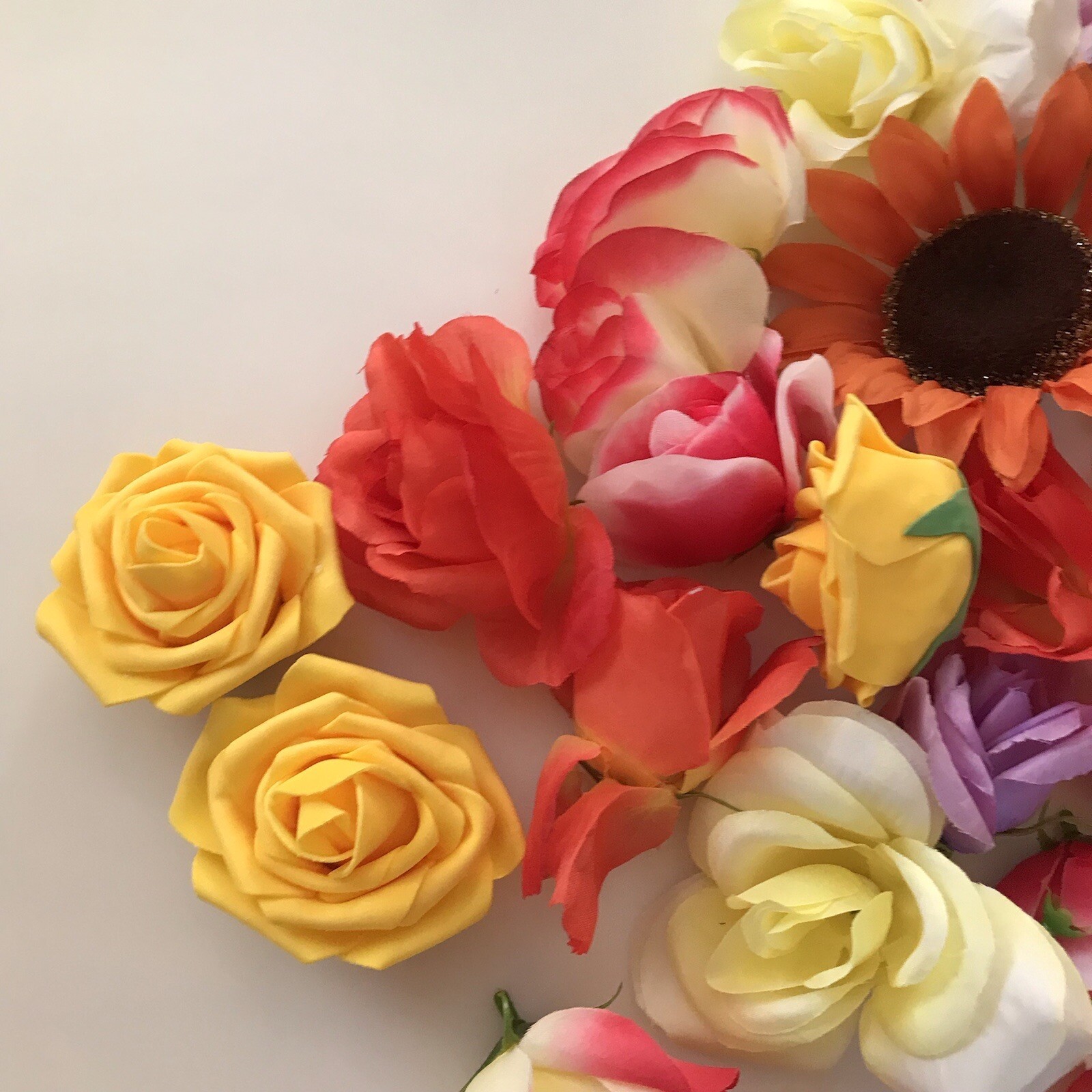 LOT 40 Faux Flowers CRAFT Deconstructed Flowers Fake Rose Foam Fabric Wreath