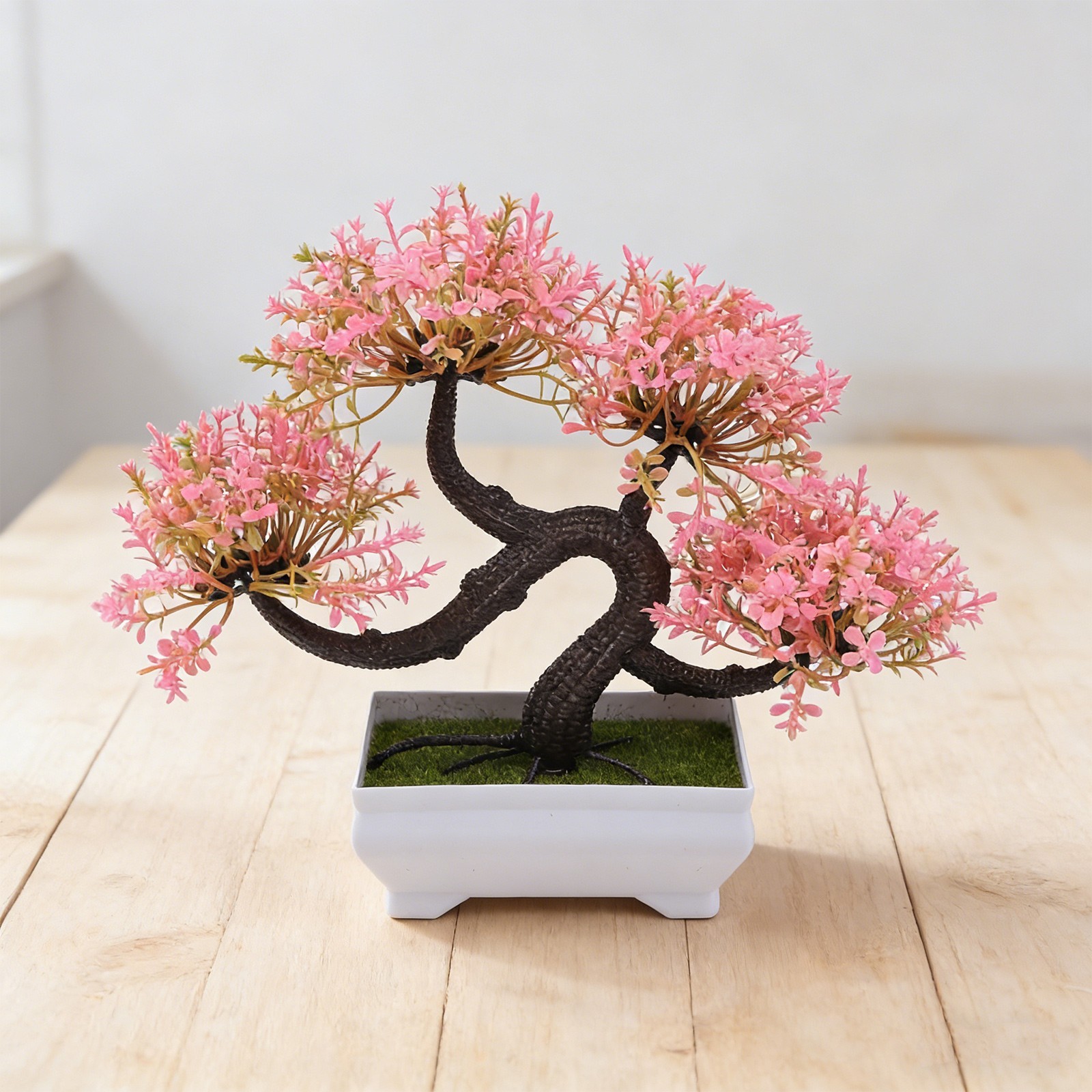 Plastic Artificial Bonsai Pine Plant for Office Living Room Decor 25x25x11cm
