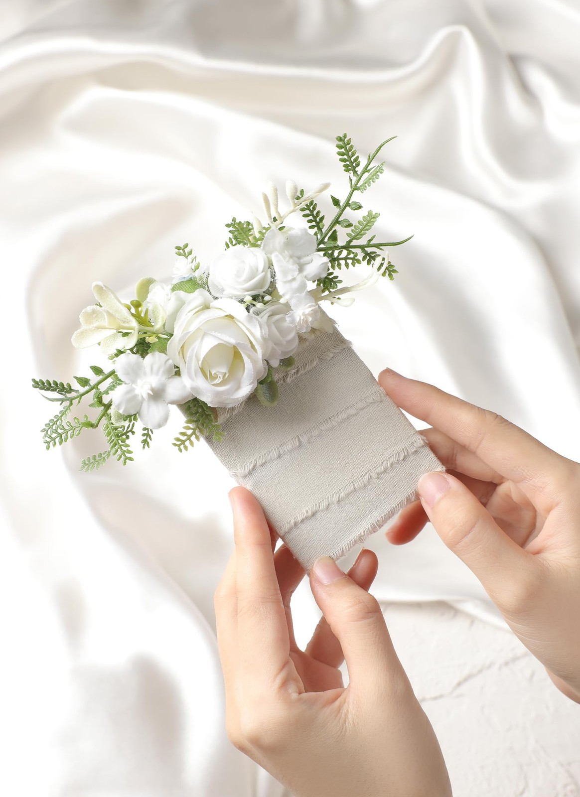 Boutonniere for Men Wedding – 2 Pcs White Pocket Rose Boutonniere Set for Pro…