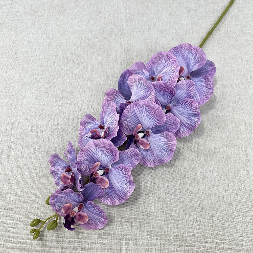 Silk Matte Phalaenopsis 9 Head Artificial Flowers for Foyer Table Decor