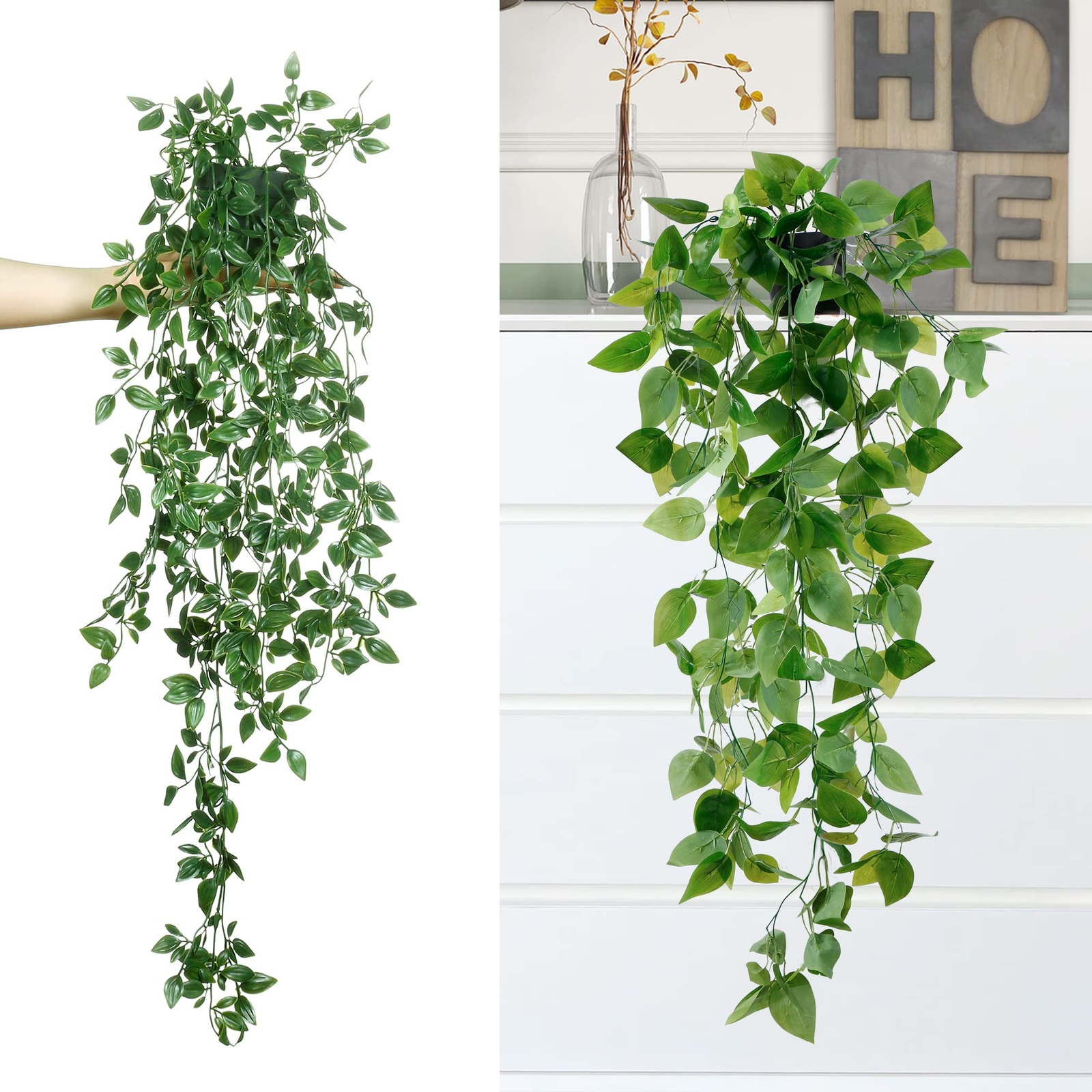 4 Plantas Colgantes Artificiales De Hiedra Falsa Para Decoración De Pared Hogar