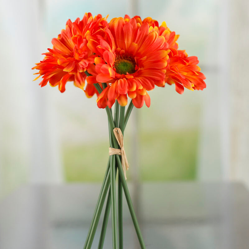 Set of 2 Tropical Orange Artificial Gerbera Daisy 11-1/4″ Floral Bundles