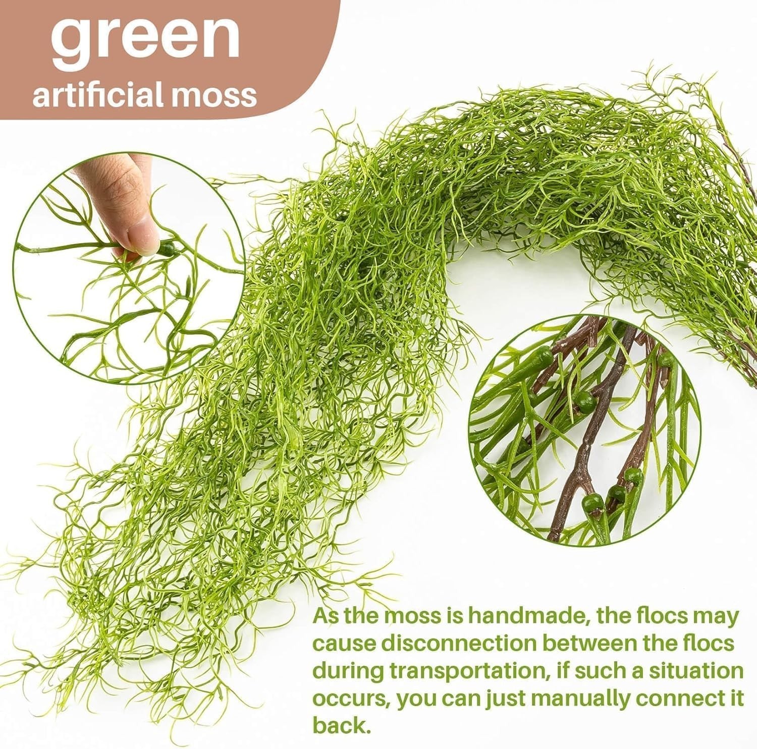Fake Spanish Moss – Artificial Moss for Plants Indoor Crafts 33 Inch Long 3 PCS