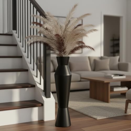 Tall Floor Vase, 23.6in Tall Modern Vase with Weighted Base – 23.6 in Black