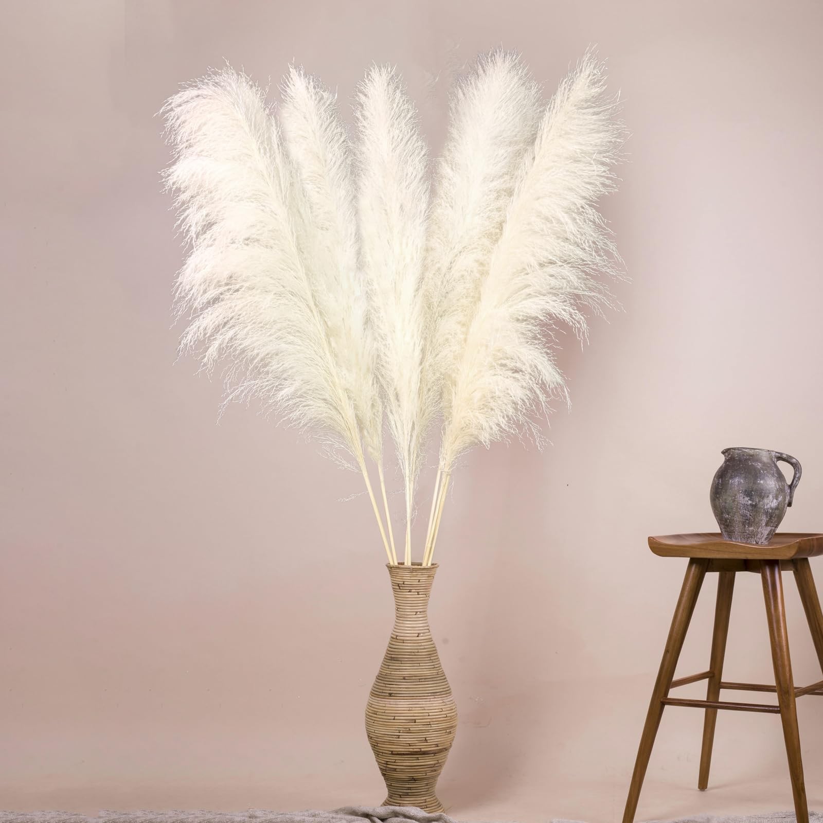 10pcs 40” White Pampas Grass Tall Decor – Pompas Floral, Tall Pampas Grass f…