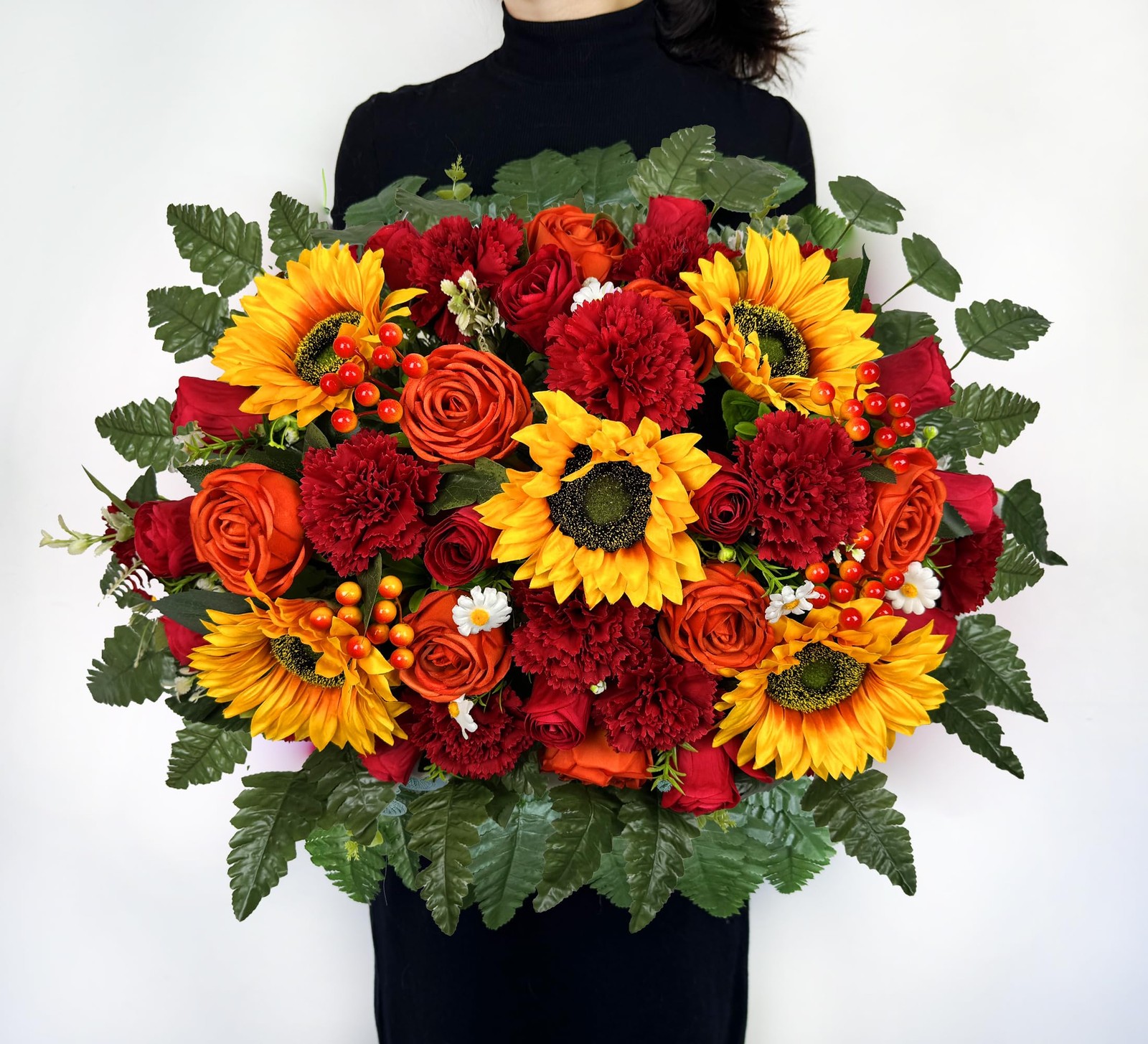 Cemetery Flowers with Grave Vase and Headstone Flower Saddle of Red Sunflower…