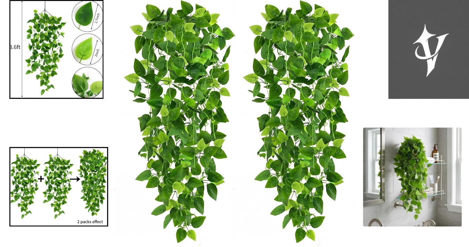 Realistic Waterproof 3.6ft Pothos Vines for Stunning Indoor & Outdoor Decor