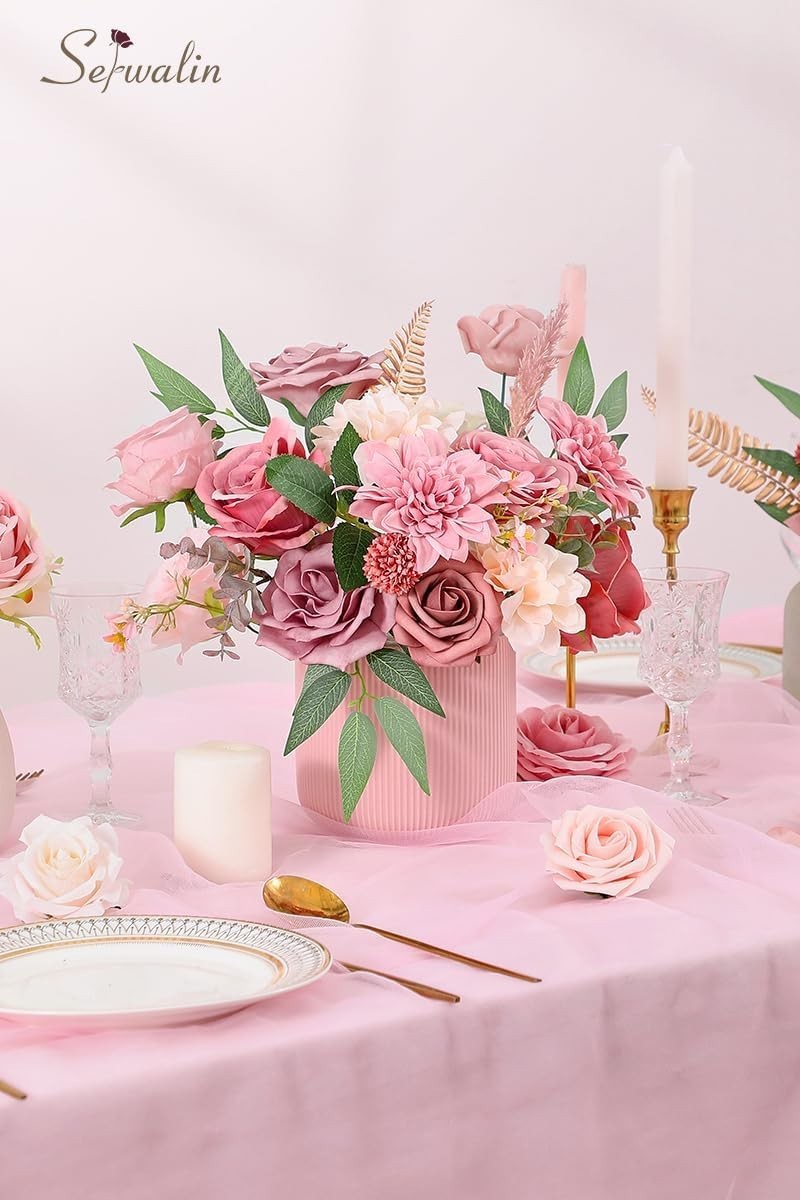 DIY Artificial Flowers in Dusty Pink for Spring Centerpieces and Arrangements