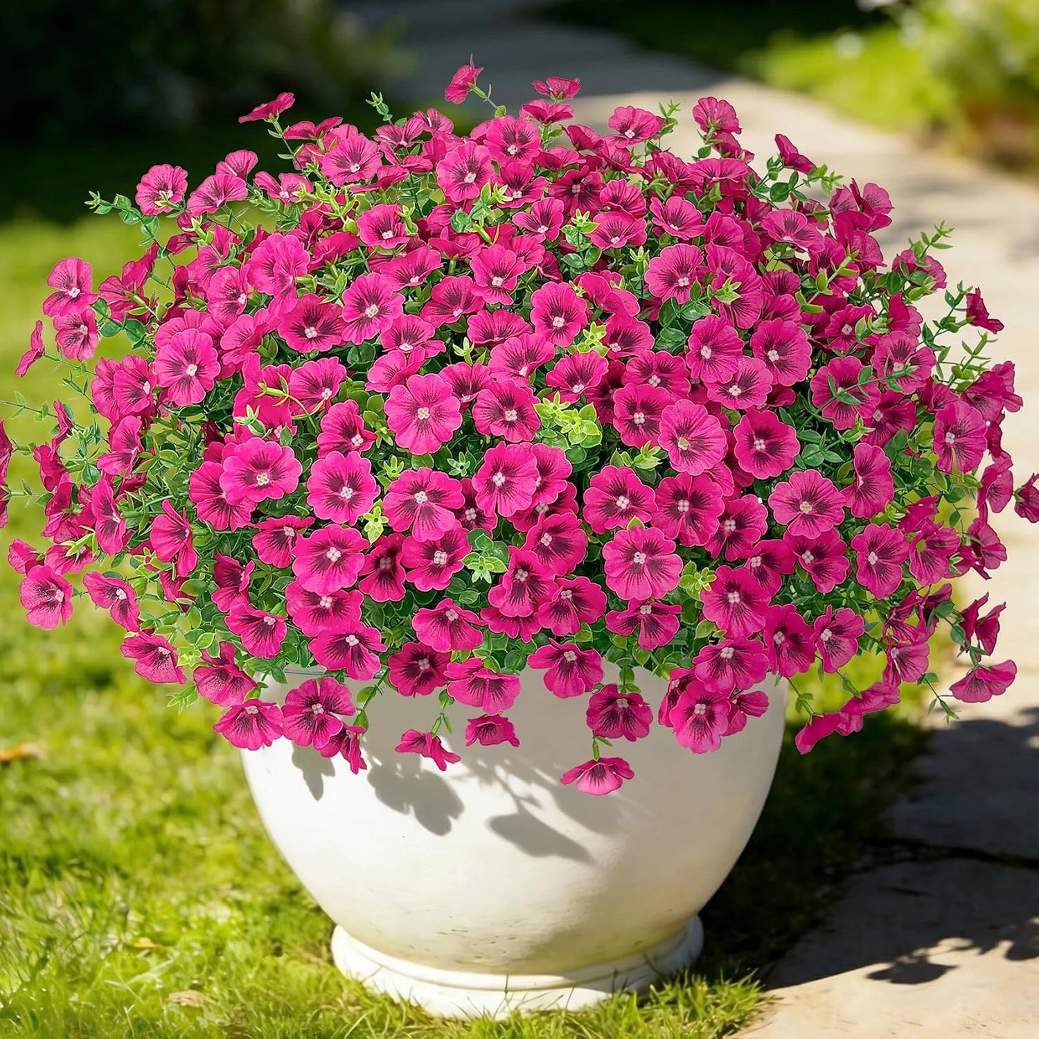 20 Bundles Artificial Flowers for Outdoors, Fake Silk Flowers with Fuchsia