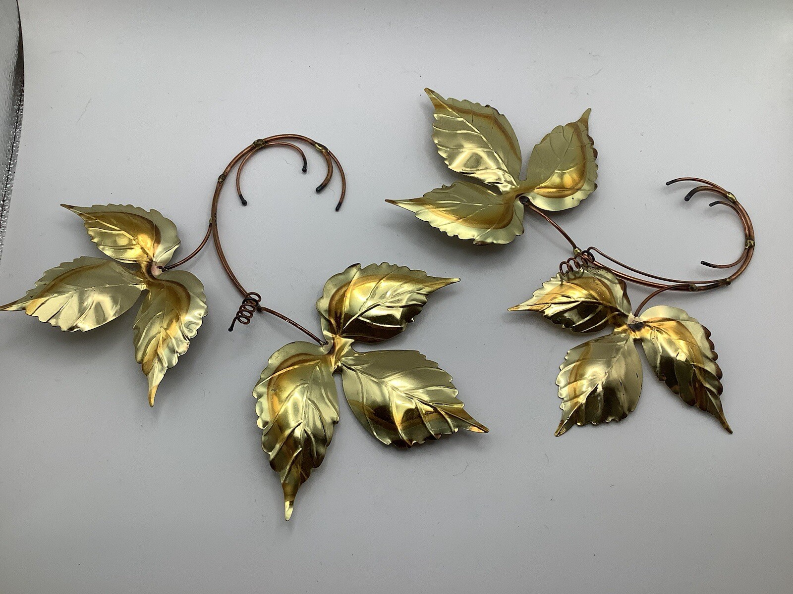 Vintage Brass Copper Metal Leaves- Home Interior Table Wall Decor