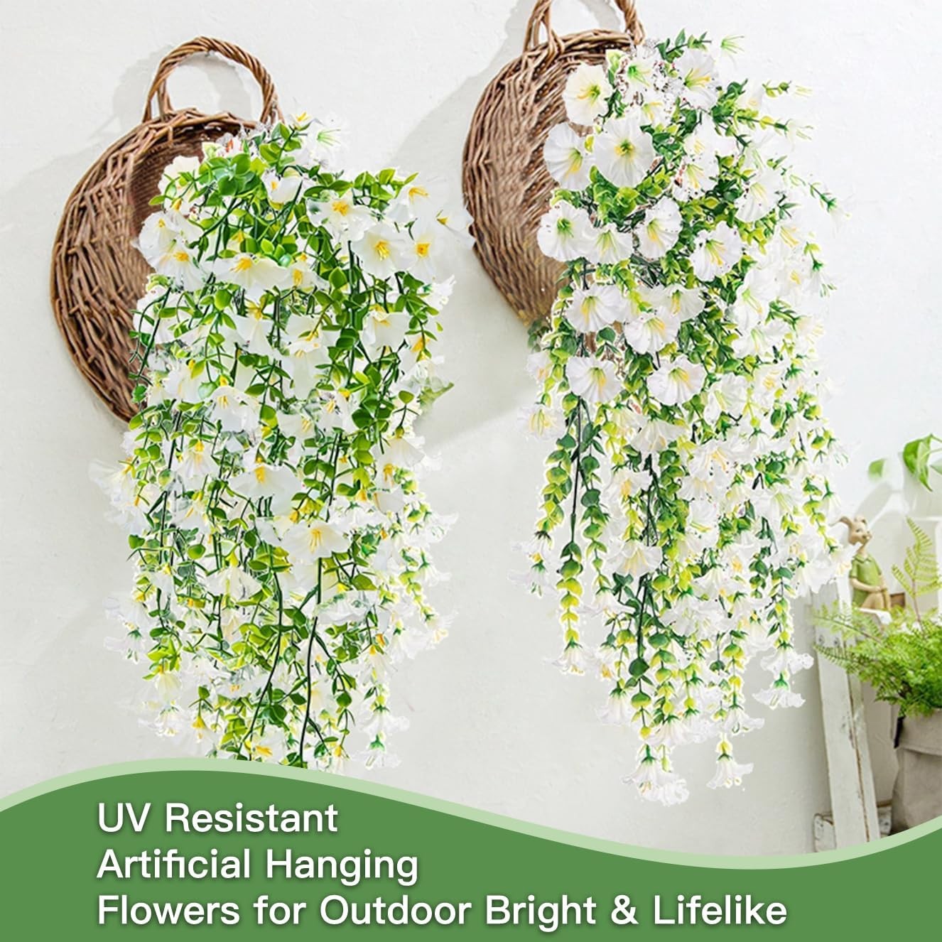 Artificial Flowers for Outdoors Fake Morning Glory Hanging Flower Decoration, 2