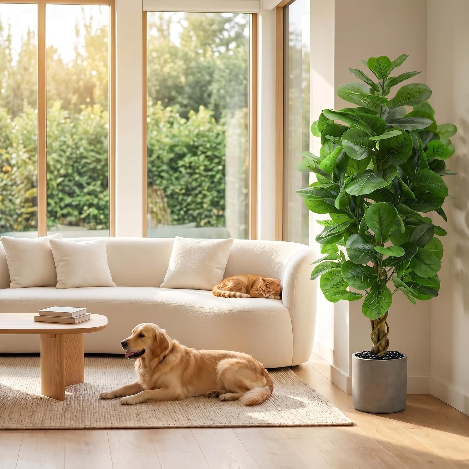 Artificial Fiddle Leaf Fig Tree 5FT Large Faux Plants Indoor | Tall Fake Ficus