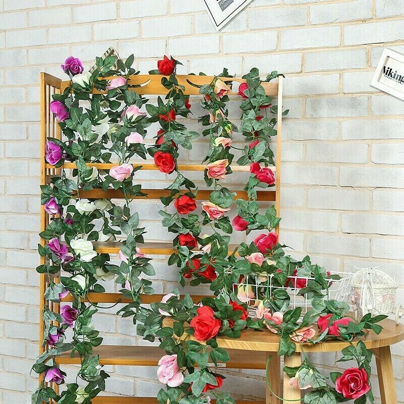 2.2M Hanging Garland Fall Artificial Flower Silk Rose Wedding Home Decor