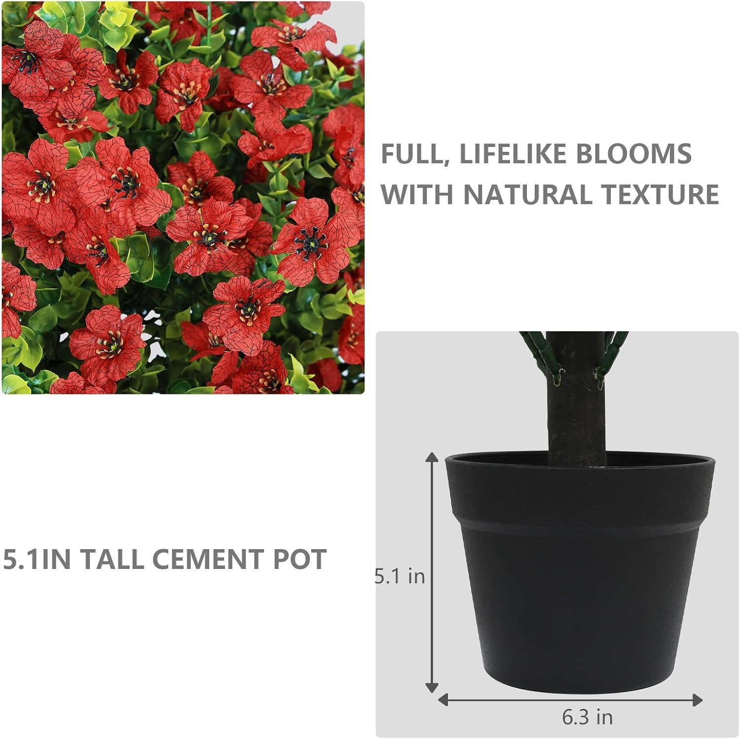 Set of 2 UV Resistant 24″ Faux Red Daisy Mums in Pots for Outdoor Decor