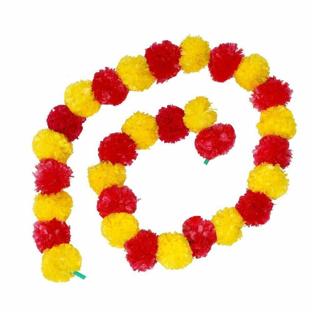 25 Piece Indian Artificial Marigold Flower Garlands Diwali Wedding Garland