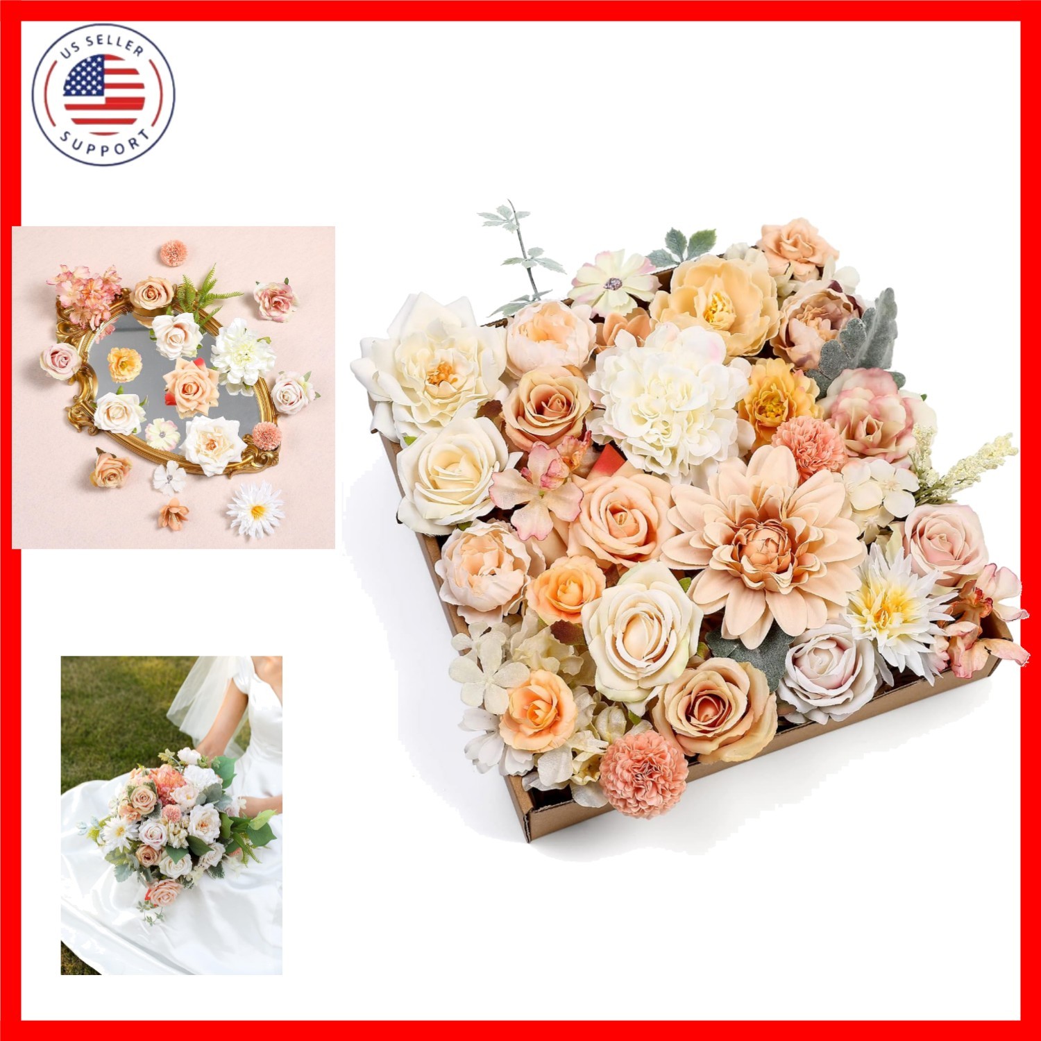Artificial Flowers Rose 32pcs Silk Mix Peony Daisy Hydrangea Fake Flowers for…