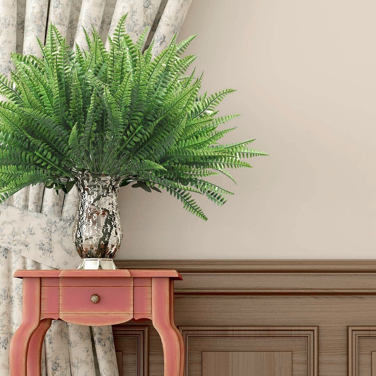 Large Plastic Lifelike Artificial Fern Foliage Bush Plants Indoor Outdoor Decor