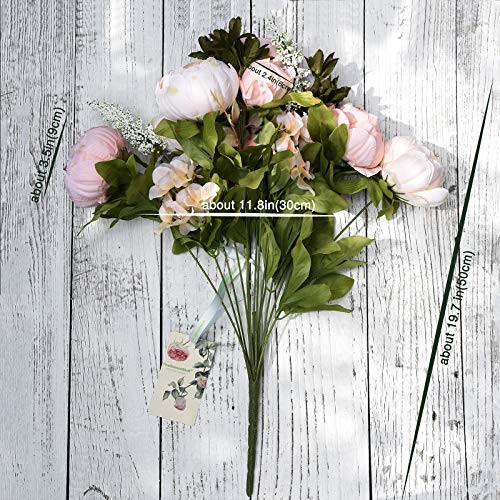 Vintage Artificial Peonies Silk Peony Flowers and Hydrangeas Rosy Pale Pink
