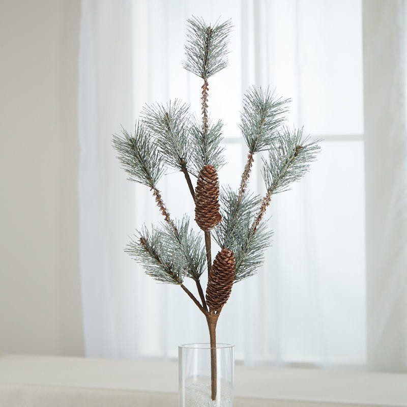 Set of 2 Winter Snowy 28″ Artificial Pine Sprays with Pinecones