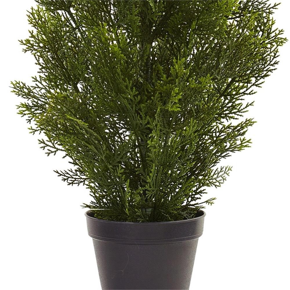 Pemberly Row Indoor/Outdoor 36″ Mini Cedar Pine Tree in Green/Black
