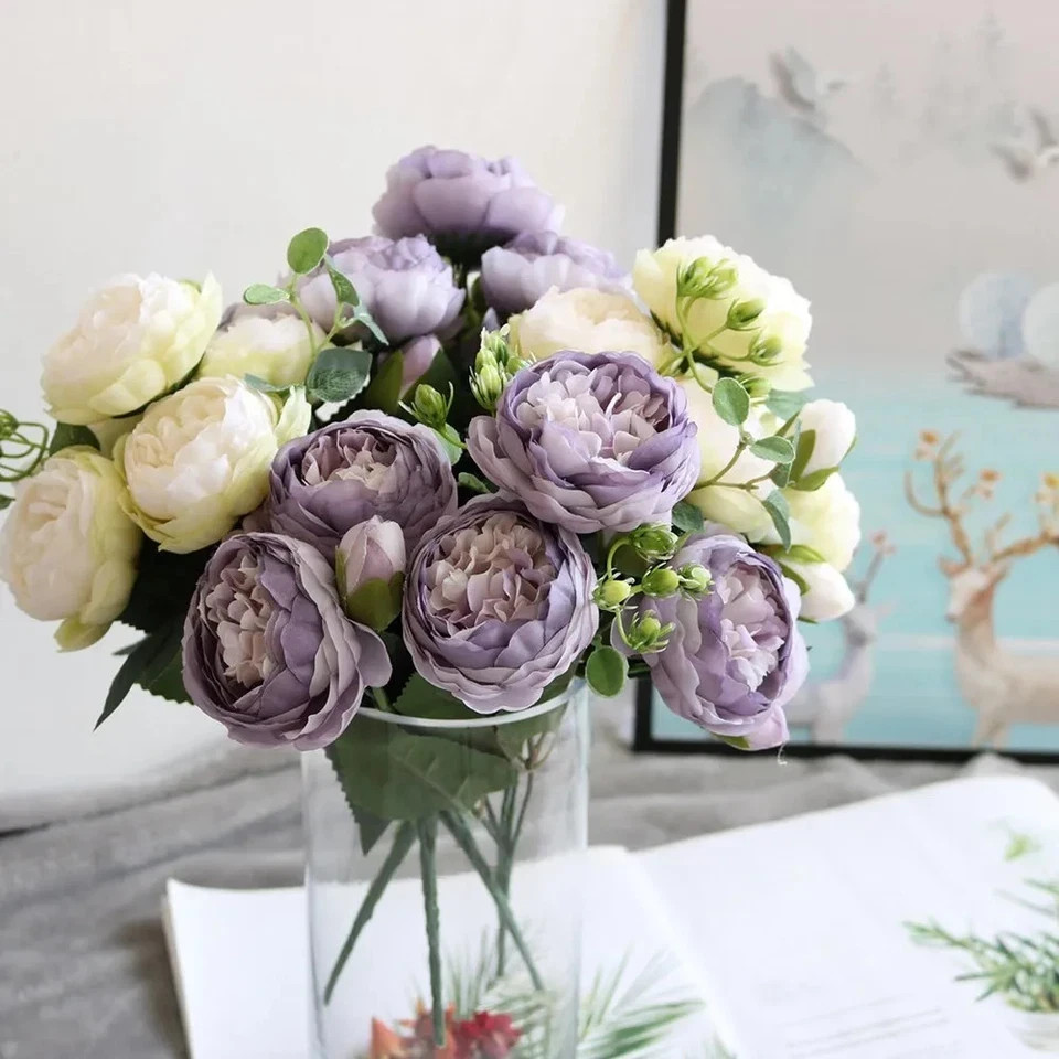 30CM Silk Peony Fake Roses Artificial Flowers Bridal Bouquet Home Wedding Decor