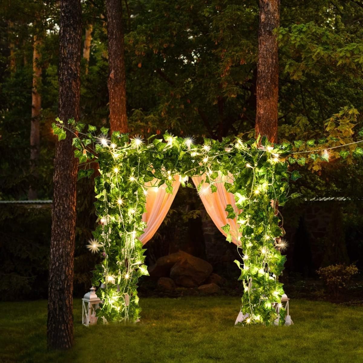 Waterproof 24-Pack 82-Inch Ivy Garland with 160 LED Fairy Lights for Weddings