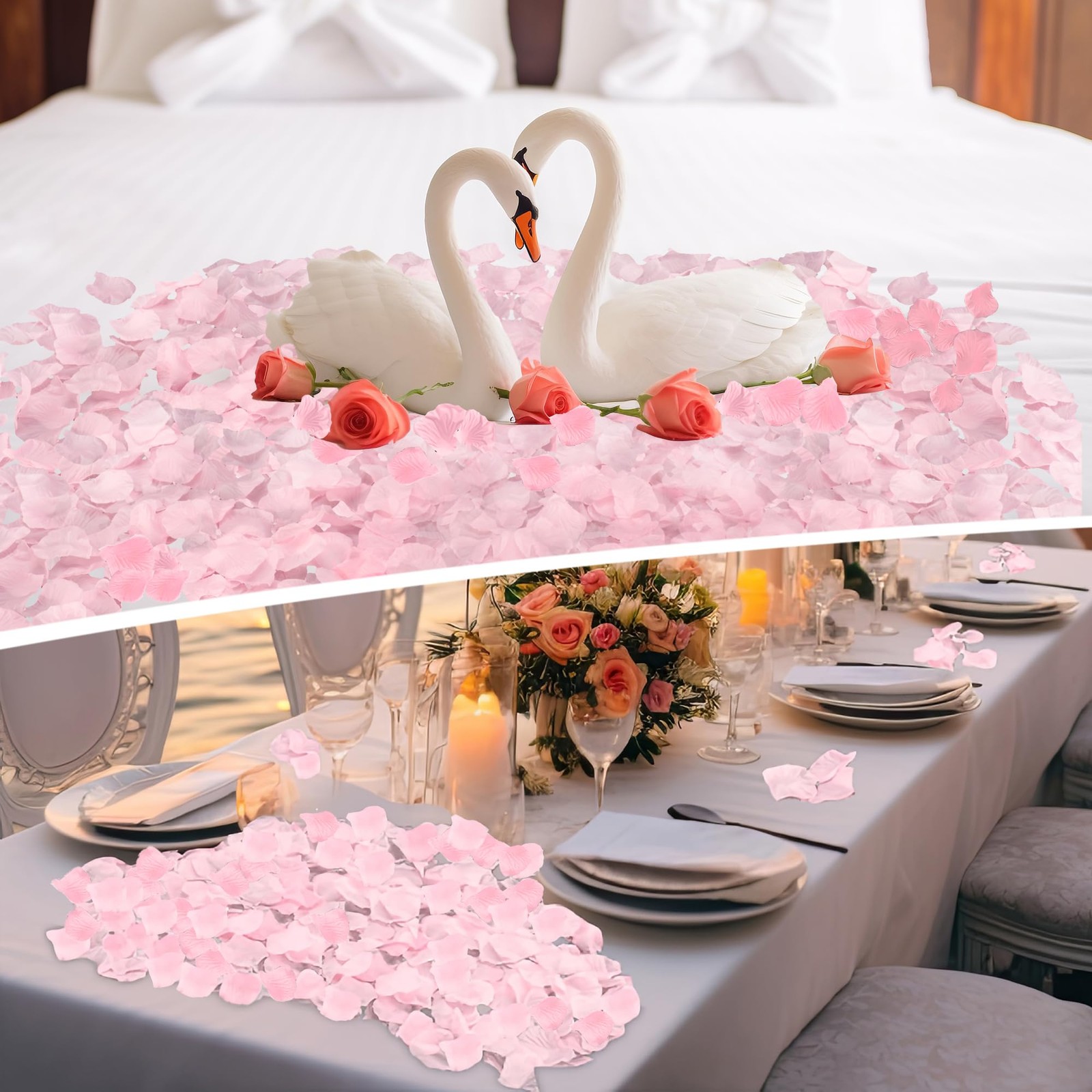 3000 PCS Pink Artificial Silk Rose Petals for Romantic Night, Wedding, Party,…