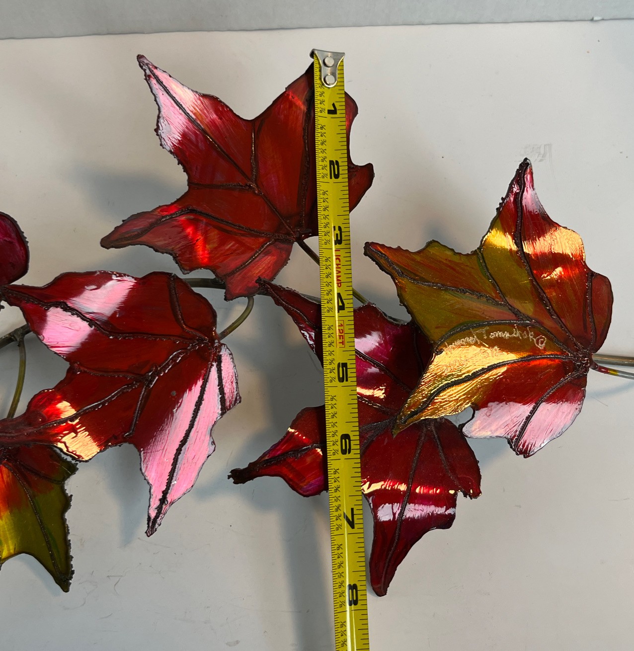 Fall Maple Leaves Wall Decor Signed Art Metallic Hand Welded Sculpture 2006 #312
