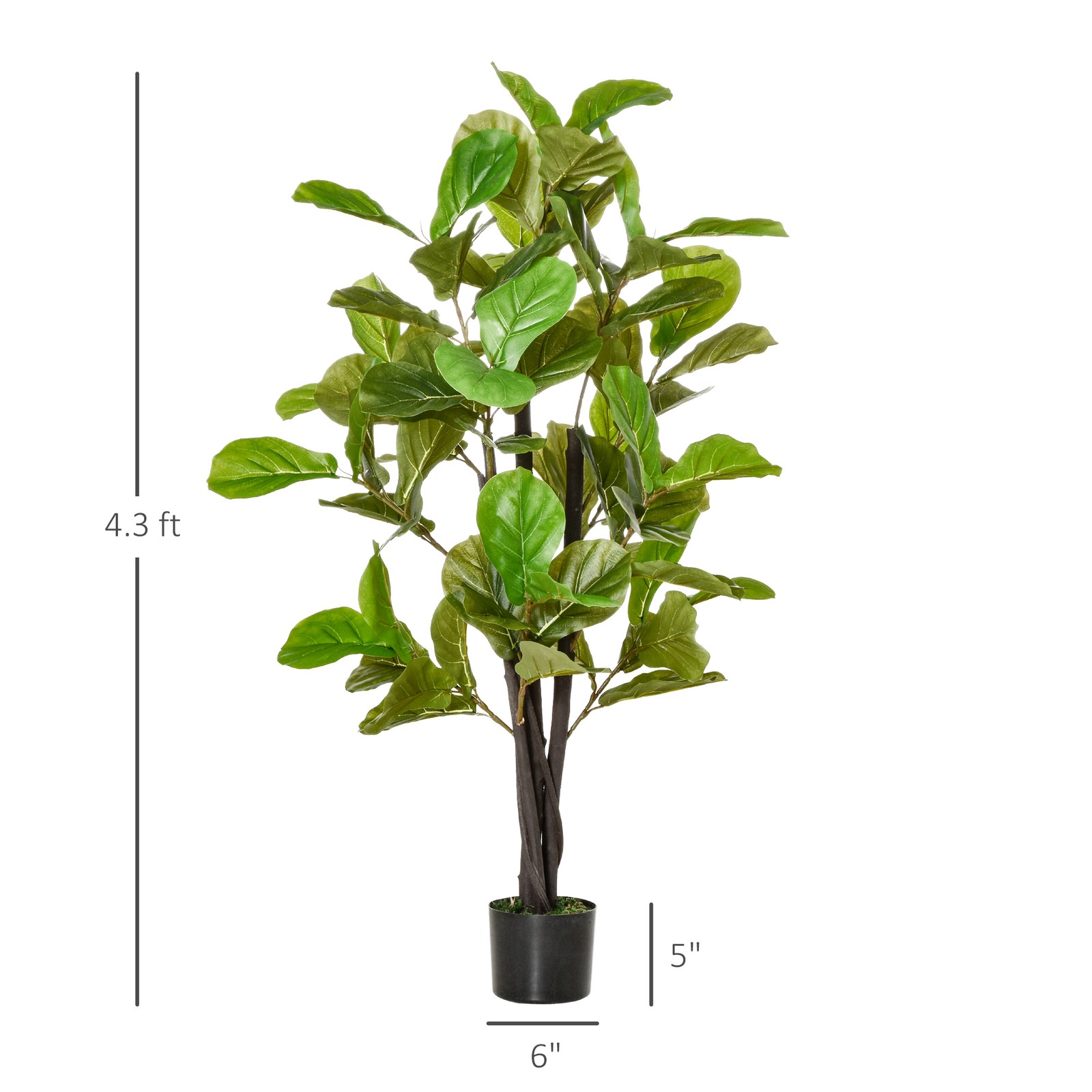HOMCOM 4.5FT Artificial Fiddle Leaf Fig Tree Indoor Decor, Used
