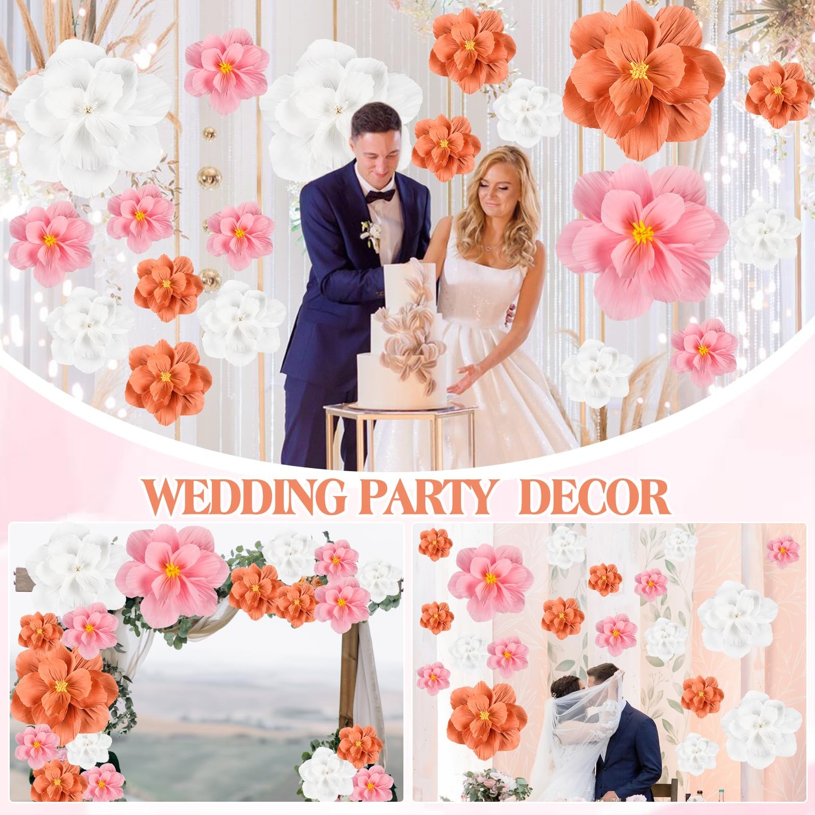 20 Pcs Giant Paper Flowers Decorations for Wall 24” 12” 8” Large Colorful …