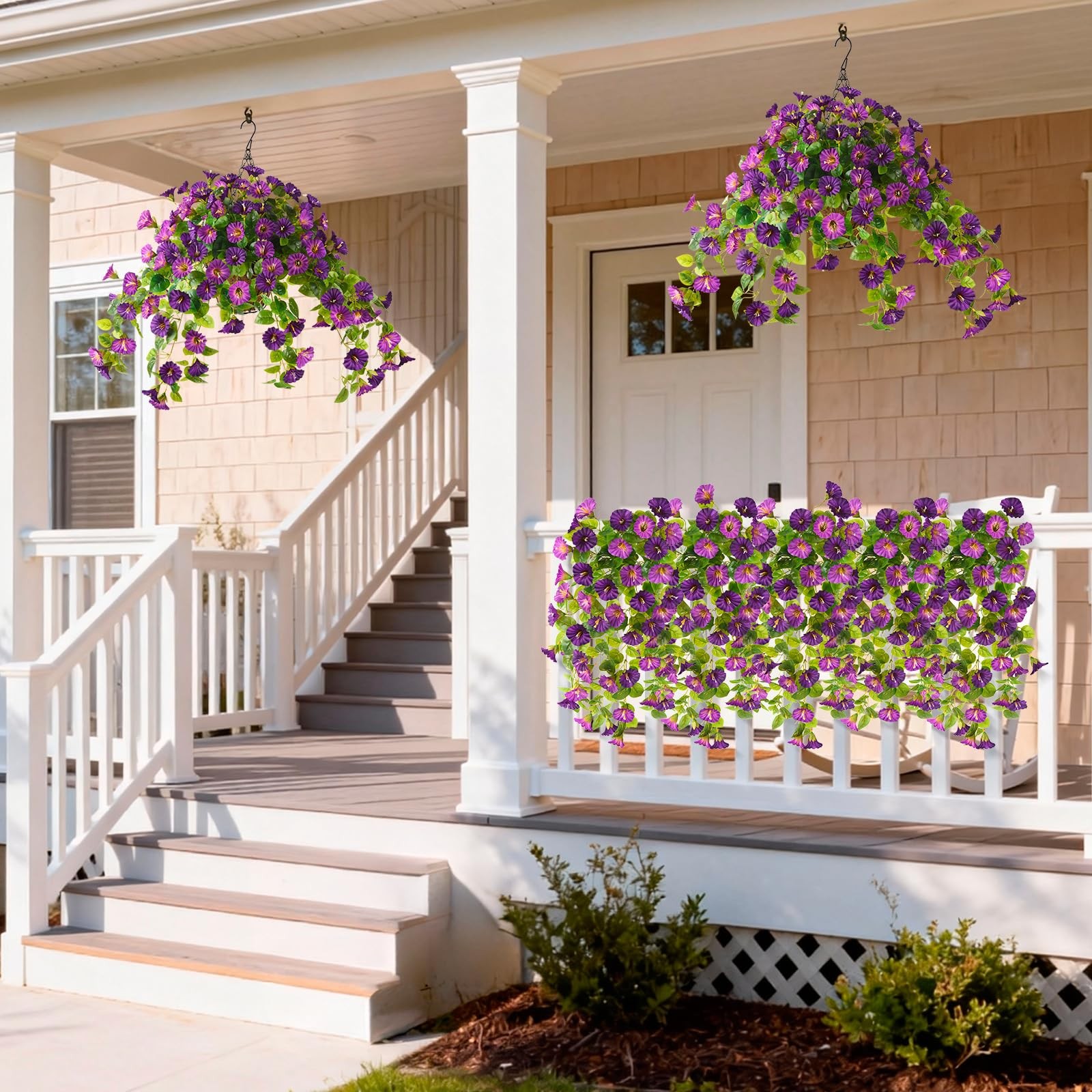 Artificial Hanging Fake Flowers with Basket Plants for Outdoor Decoration, Fa…