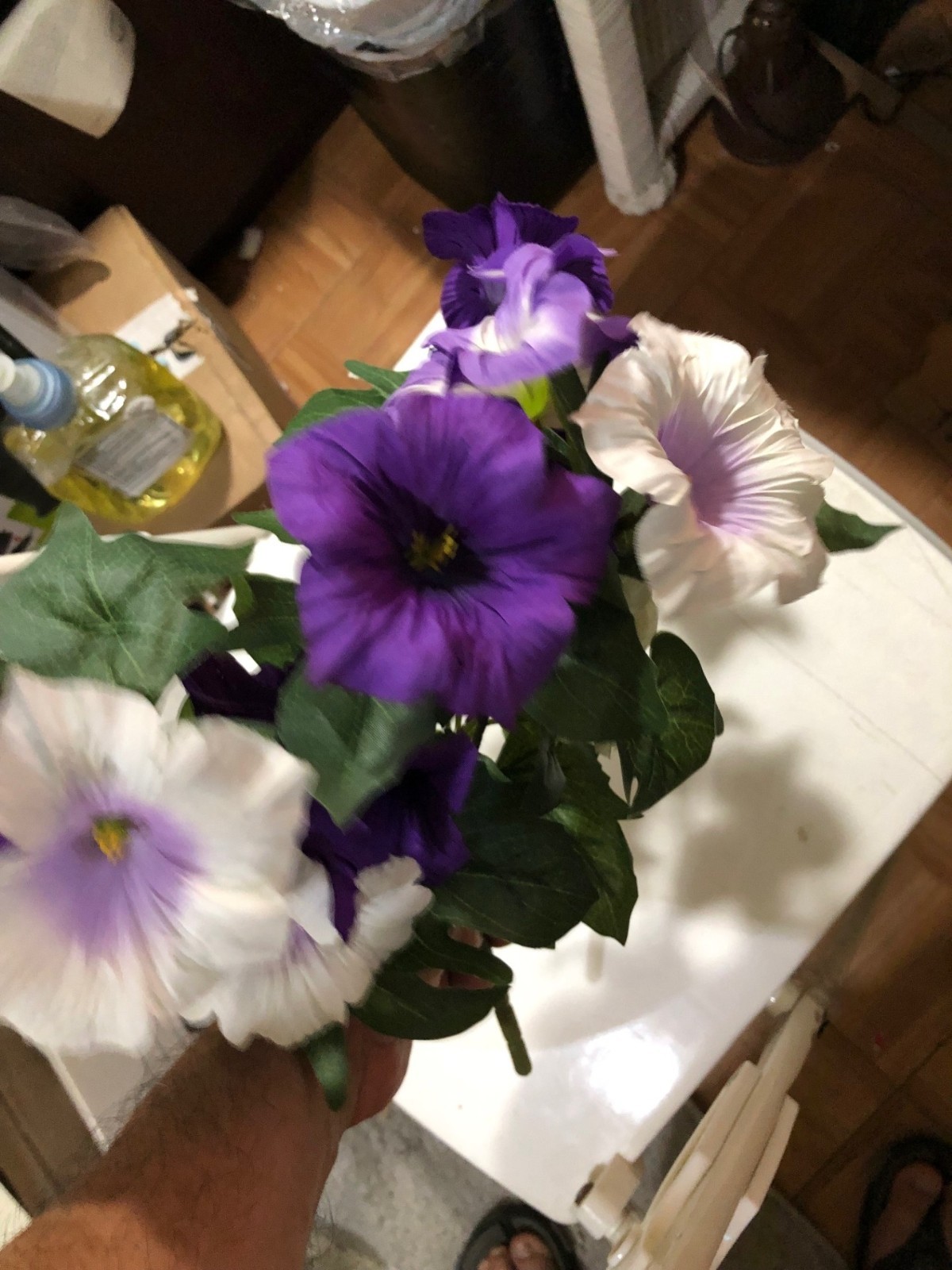 EACH Artificial Flowers for Outdoors, Faux Petunias Spring Summer Decoration(DR