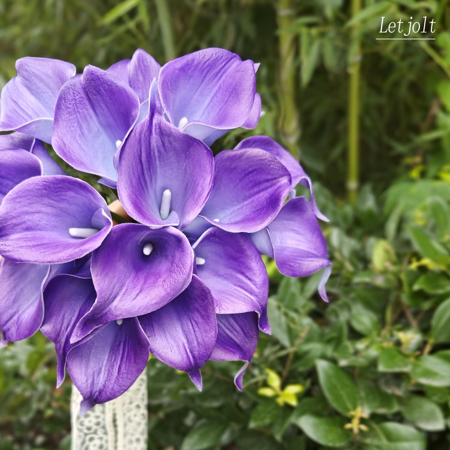 Letjolt Purple Calla Lily 20Pcs Artificial Flowers Bouquet for Wedding Bride Sho