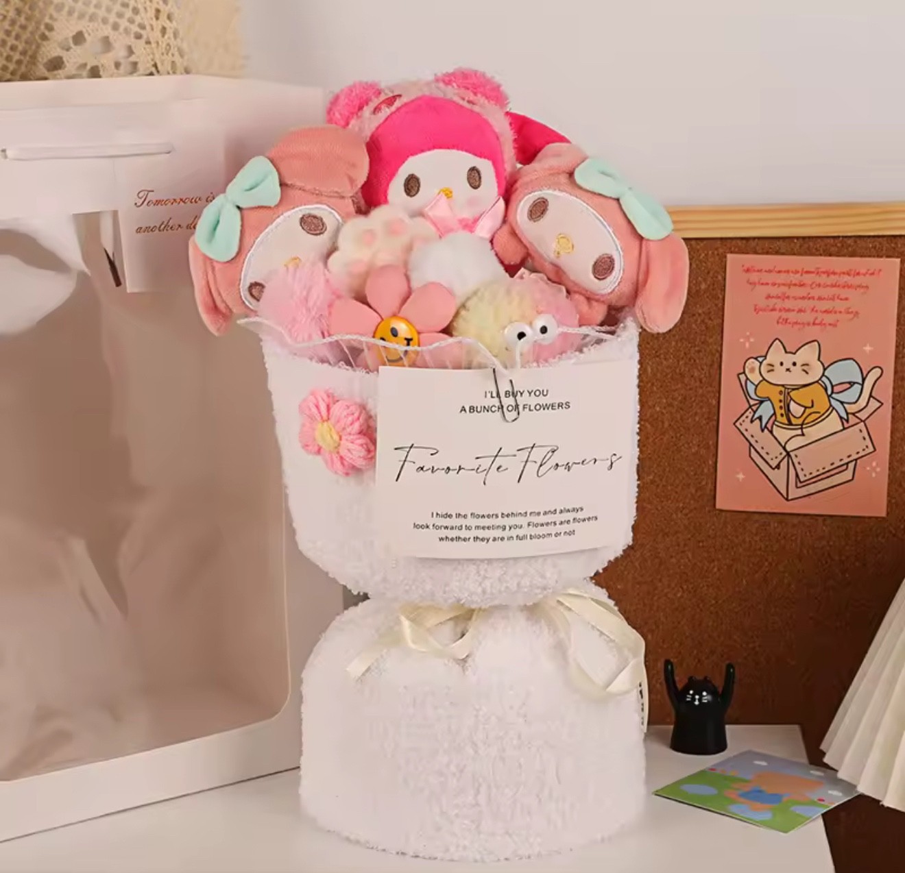 Hello Kitty My Melody Kuromi Cinnamoroll Plush Flower Bouquet Floral Arrangement