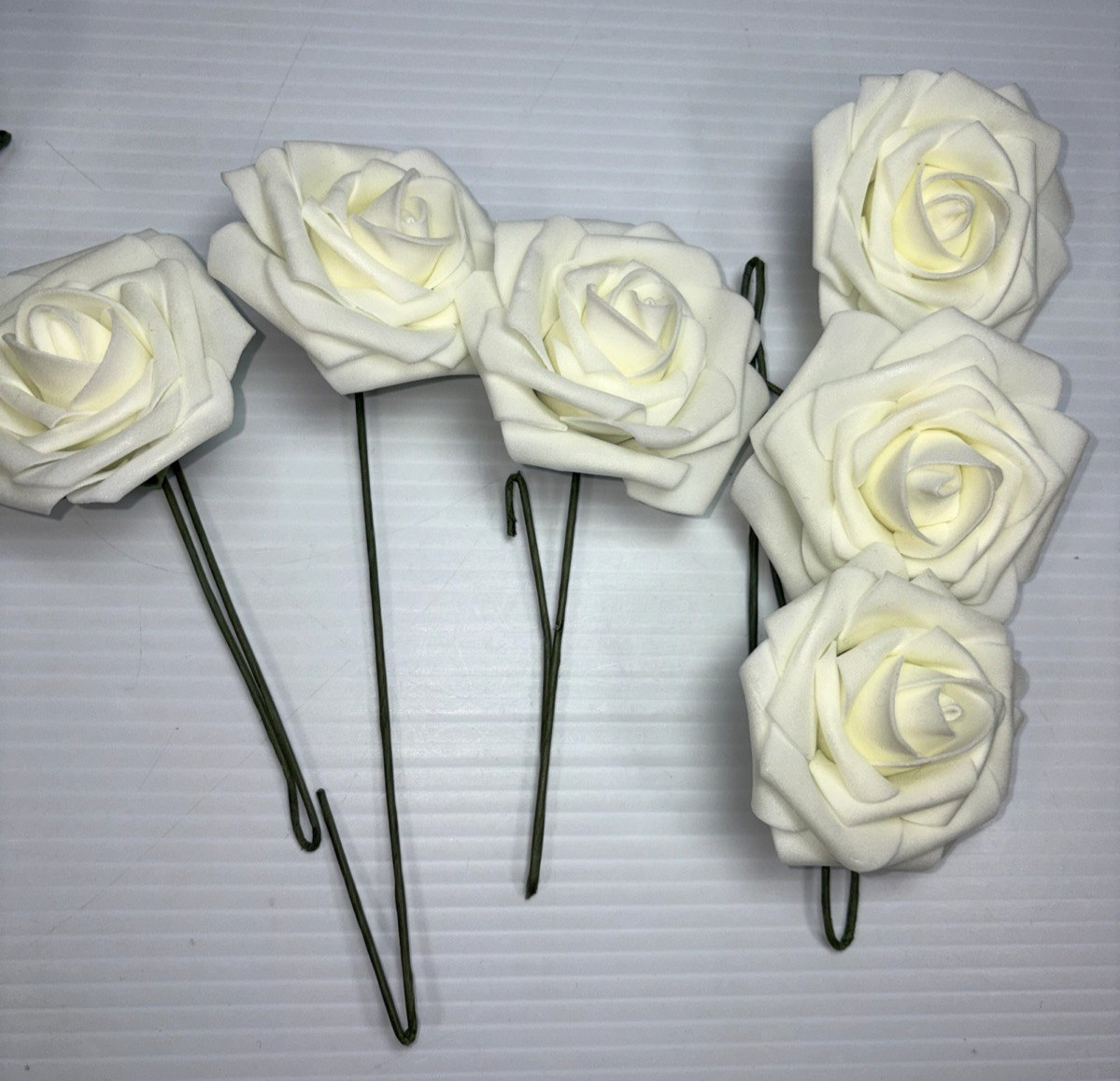 12 Pcs Artificial Flowers Off-White Rose Heads Feels like velvet/suede