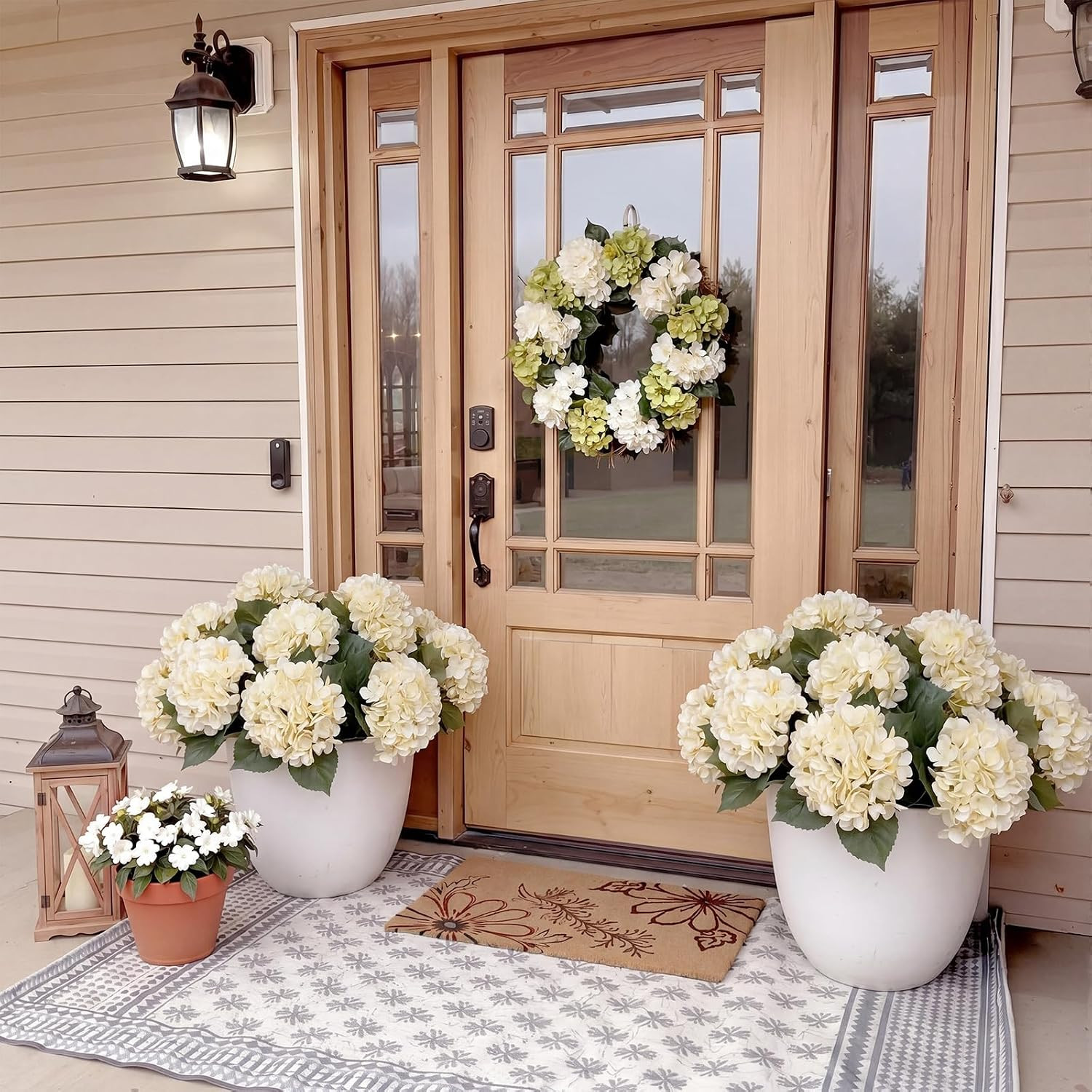 Large UV-Resistant White Faux Hydrangea Bouquet – 3 Pcs for Weddings & Decor