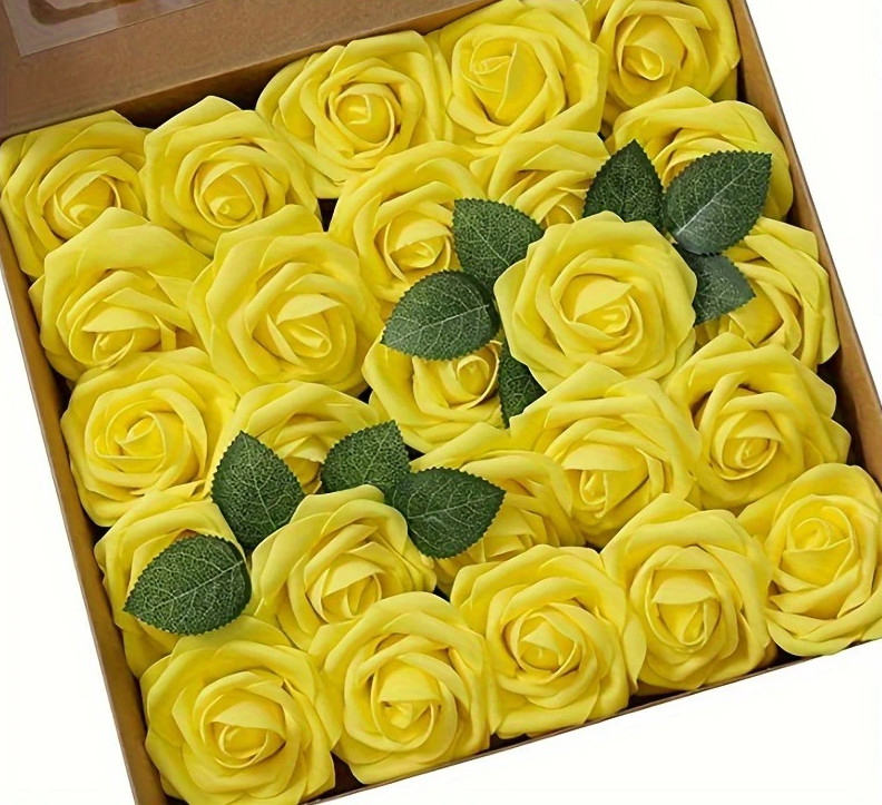 25pcs Artificial Rose Flowers with Stems for DIY Wedding Home Decor NEW