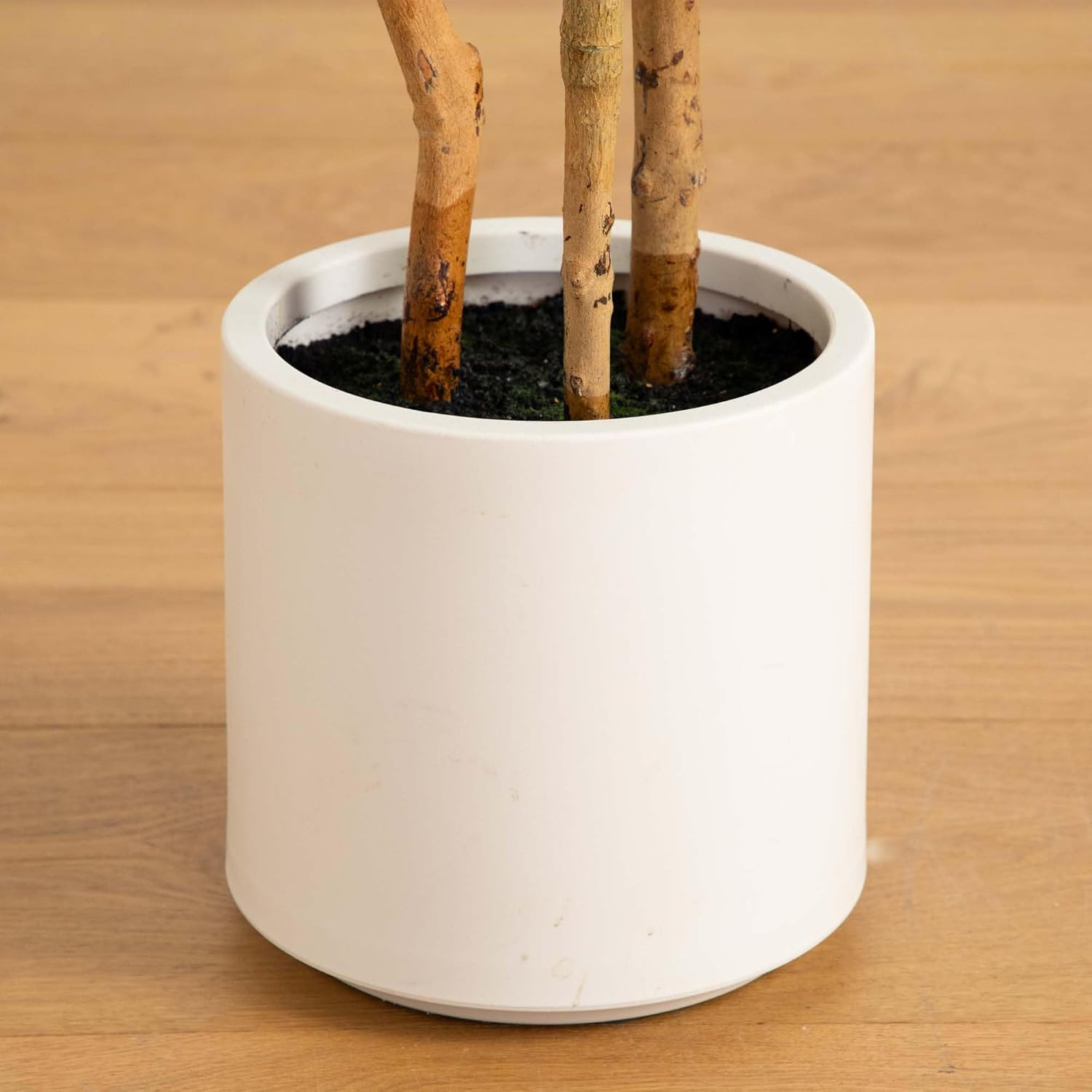 4Ft. Artificial Fiddle Leaf Tree in Stylish White Planter –