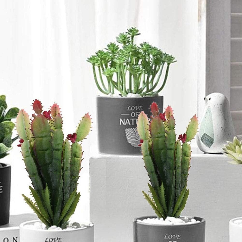 2 PCS Mini Artificial Succulents Plants Unpotted Faux Cactus Fake Succulent