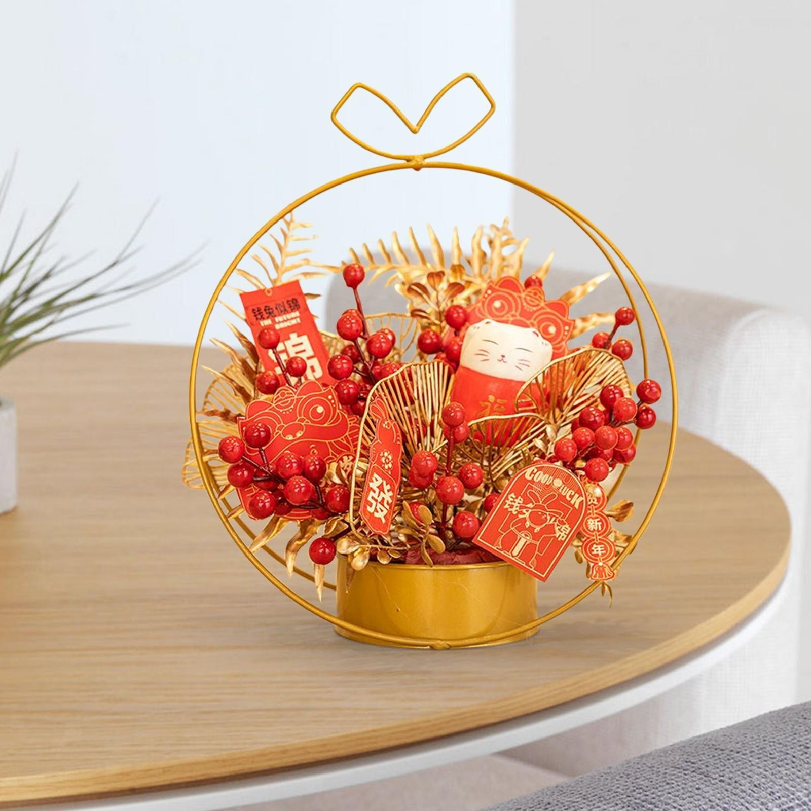 Chinese Flower Iron Basket Spring Festival Decoration Accessories Wedding Party