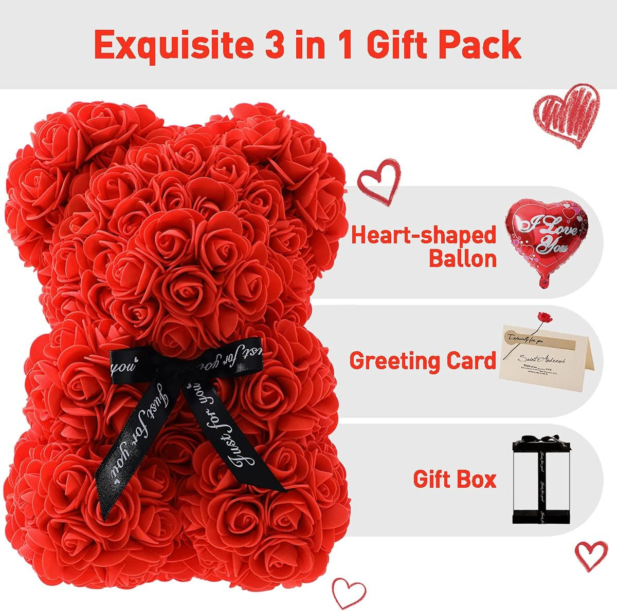 Rose TeddyBear – Rose Bear, Infinity flowers, Teddy Bear,Gift for Mothers Day,V