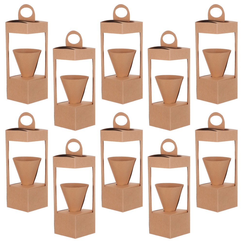 10Pcs Folding Paper Flower Basket Handled Floral Arrangement Box for Home Decor