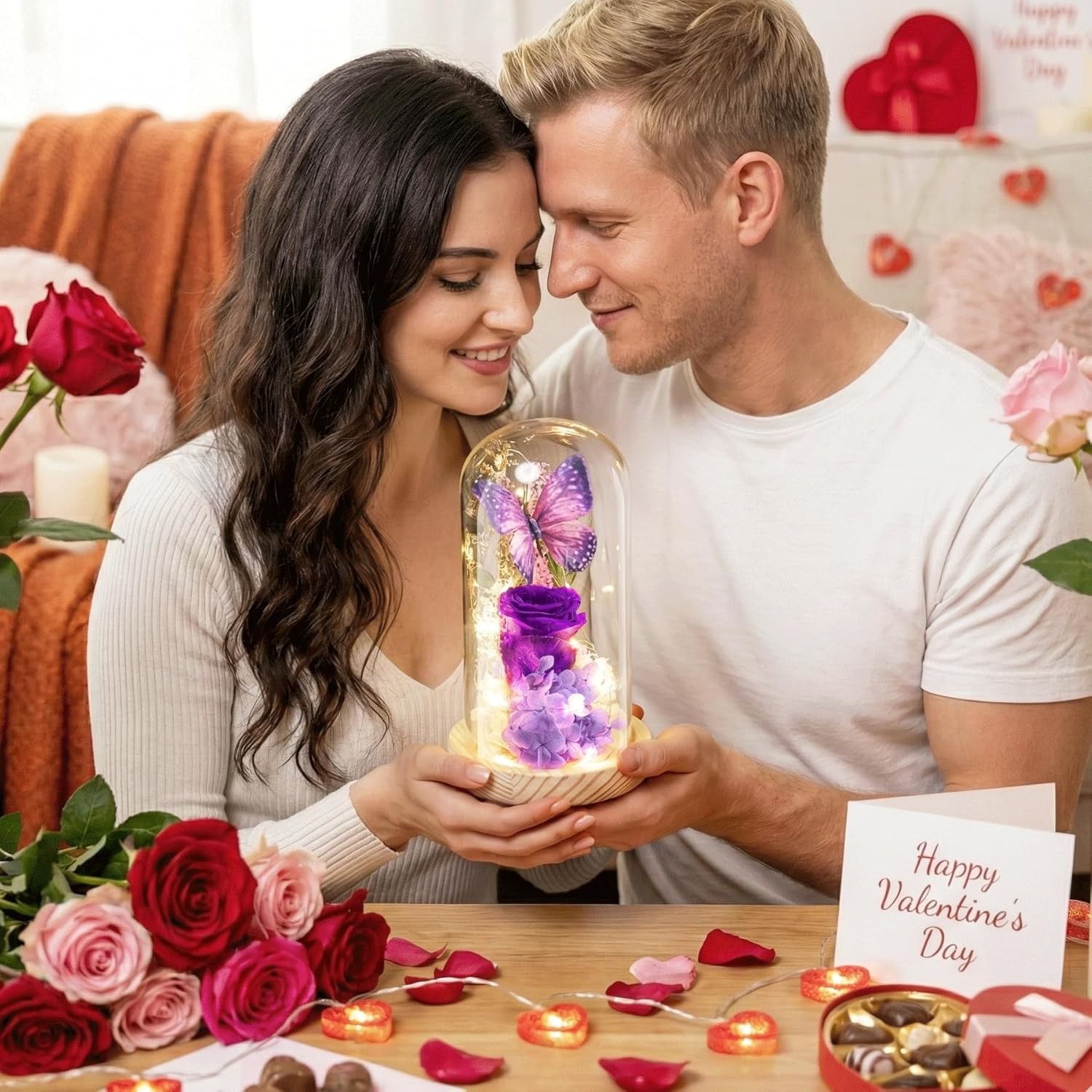 Forever Flowers Preserved Roses Prime Delivery, Romantic Gifts with Light in Gla