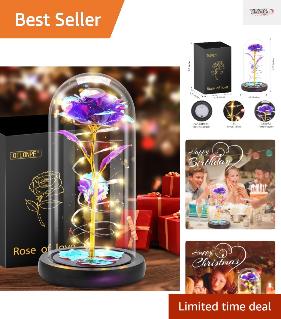 Enduring Glass Forever Rose with Enchanting LED Light – Meaningful Romantic Gift