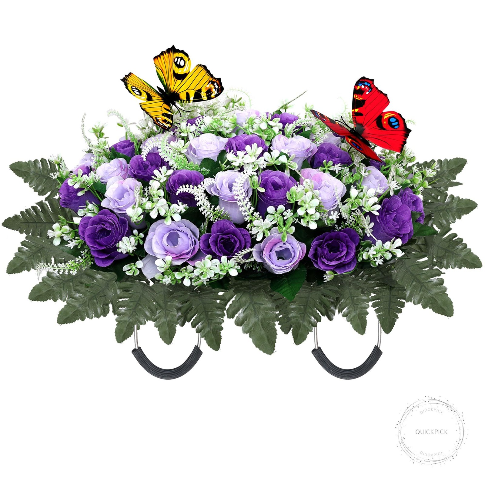 Artificial Cemetery Flowers for Grave,Large Headstone Flower Saddle Realistic